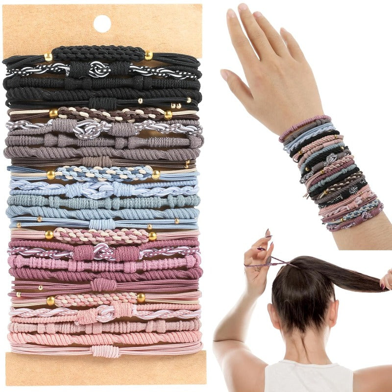 Natural Beaded Hair Tie Set