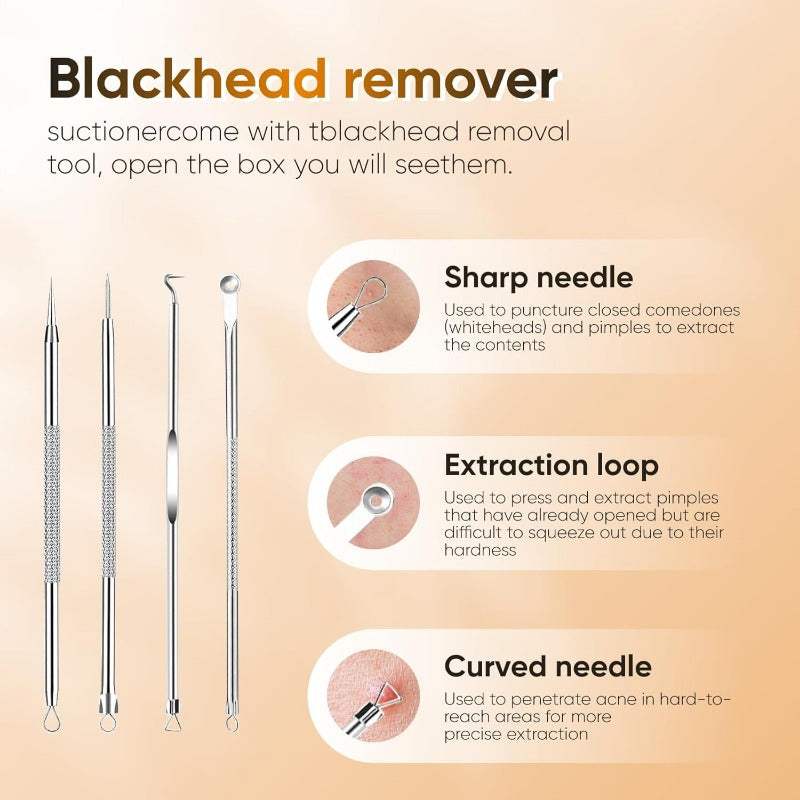 Portable Blackhead Cleaner with LED Display & Removal Tool