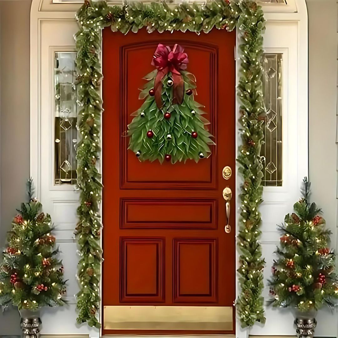 Handmade Christmas Tree Wreath for Front Door