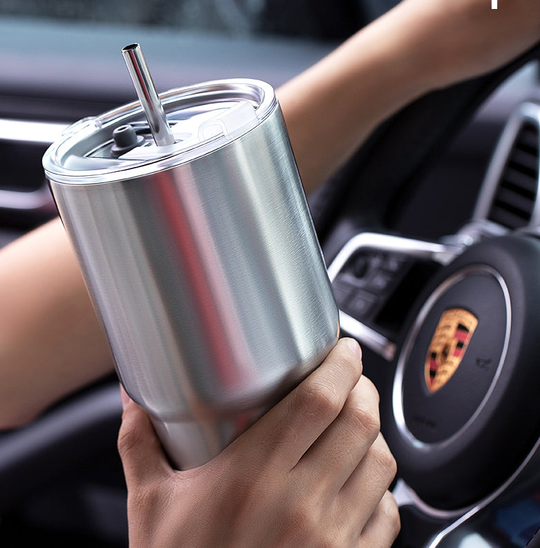 Dotisk Dotisk | Stainless Steel Travel Mug with Dual-Layer Insulation & Reusable Straw | Perfect for Hot and Cold Beverages