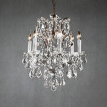 Crystal Glass Chandelier 18 Inch Round Metal Frame 6-Light Hanging Fixture for Dining Room Living Room Entryway Foyer Bedroom Adjustable