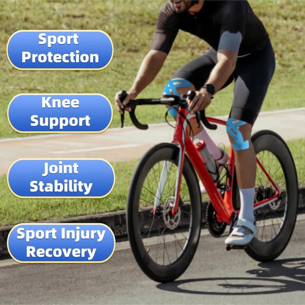 Pre-Cut Kinesiology Tape for Knee Support – 150% Stretch Cotton Athletic Tape & Stability During Sports & Daily Activity