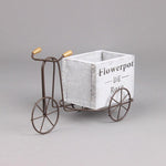 Wrought Iron Tricycle with Wooden Planter Stand