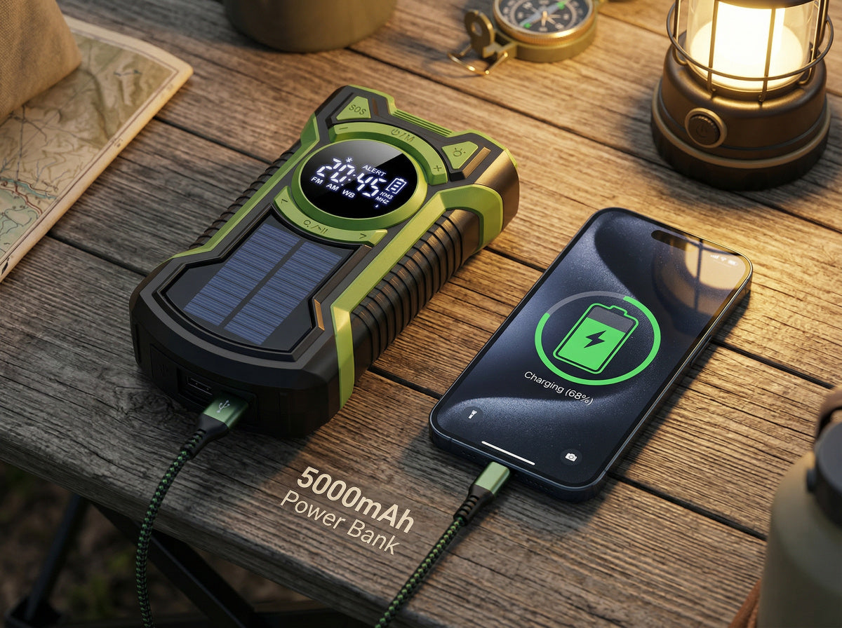 Dotisk Emergency Weather Radio | Multi-Power Hand Crank Radio with NOAA Alerts | Reliable Communication for Safety