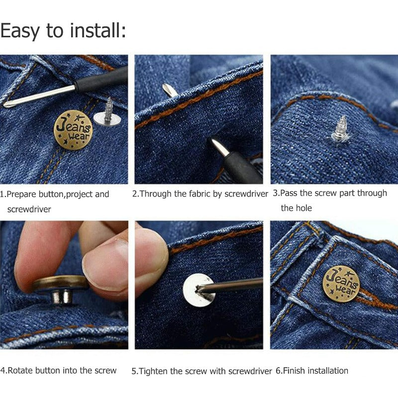 Easy Fit Denim Jeans Button Replacement Set