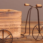 Wrought Iron Tricycle with Wooden Planter Stand