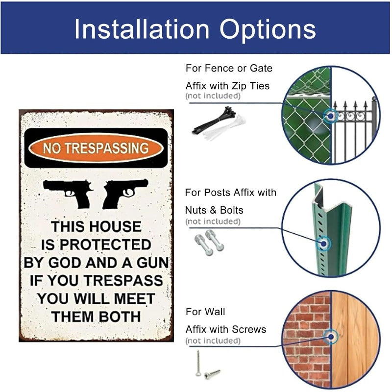 Warning Gun Sign for Home Defense
