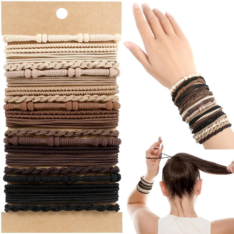 Natural Beaded Hair Tie Set