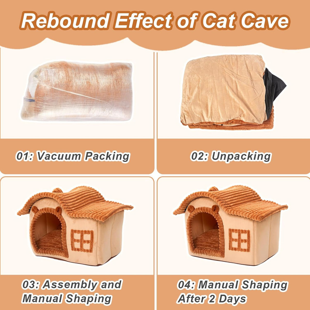 Plush Hideaway Cat Bed for Warm Comfortable Sleep