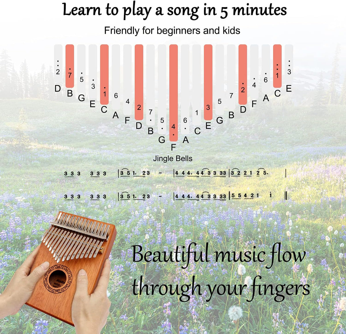 Natural Wood 17-Key Kalimba Thumb Piano Instrument