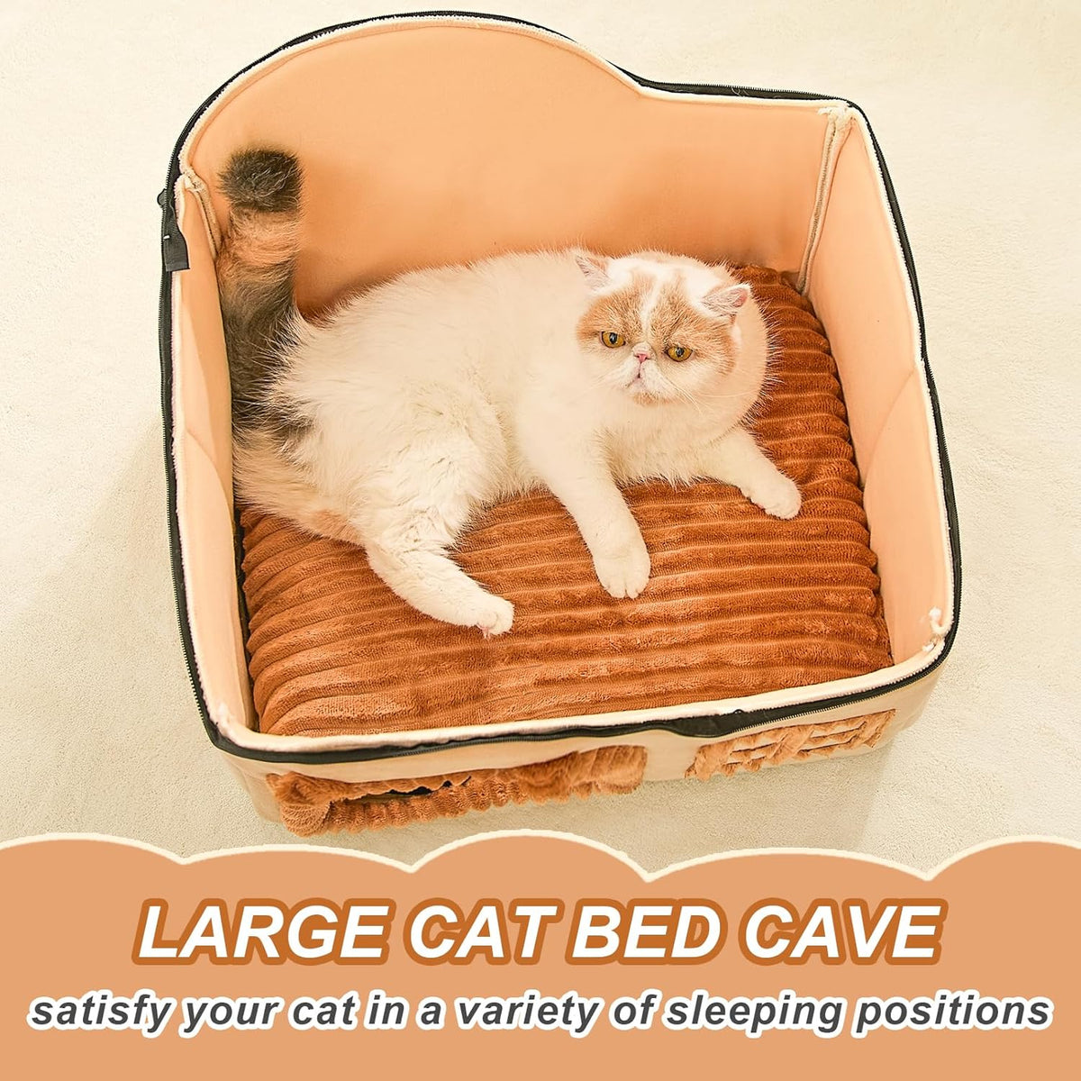 Plush Hideaway Cat Bed for Warm Comfortable Sleep