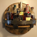 4-Bottle Wooden Display Rack for Kitchen & Home Bar | Wall-Mounted Storage Organizer Holder with Rustic Brown Finish for Countertop Organiza
