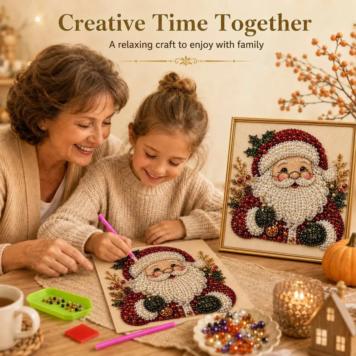 Santa Christmas DIY Pearl Diamond Painting Art Kit