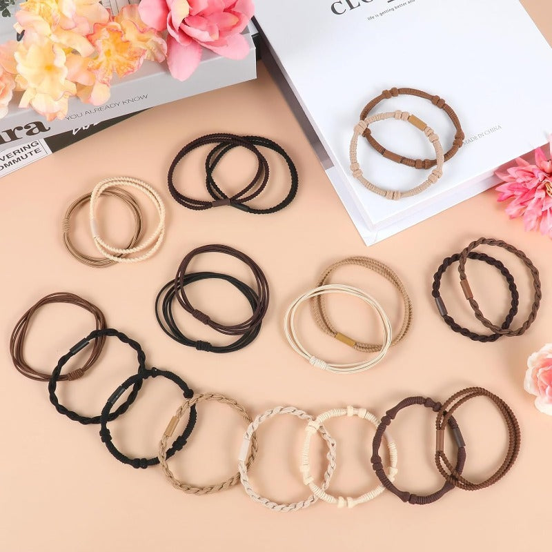 Natural Beaded Hair Tie Set