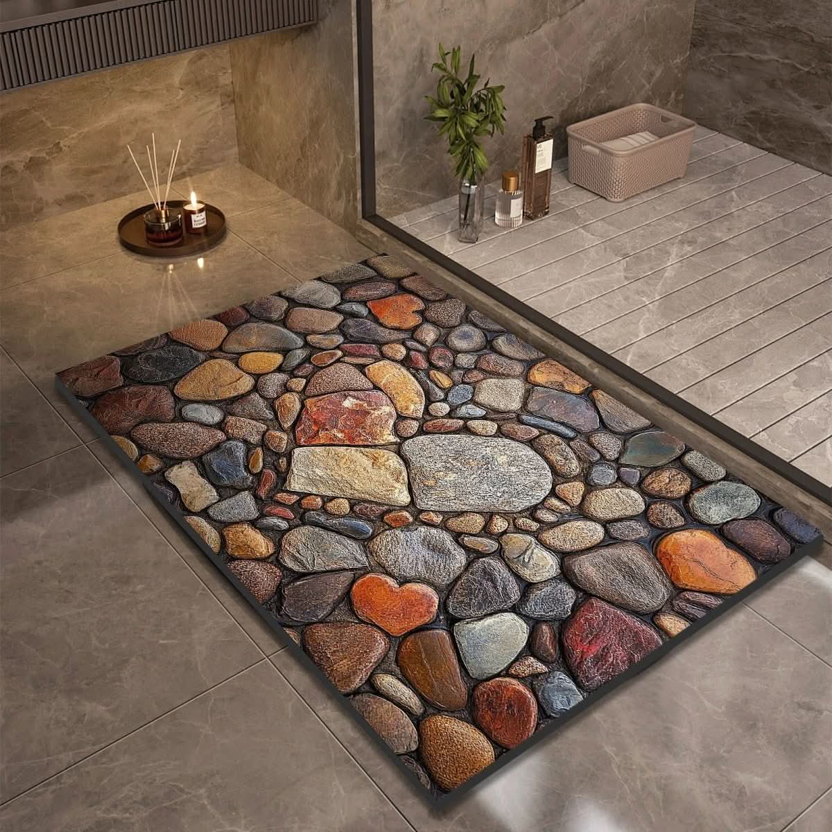 DRYSTONE – Quick Dry Stone Bath Mat Non Slip Bathroom Floor Mat