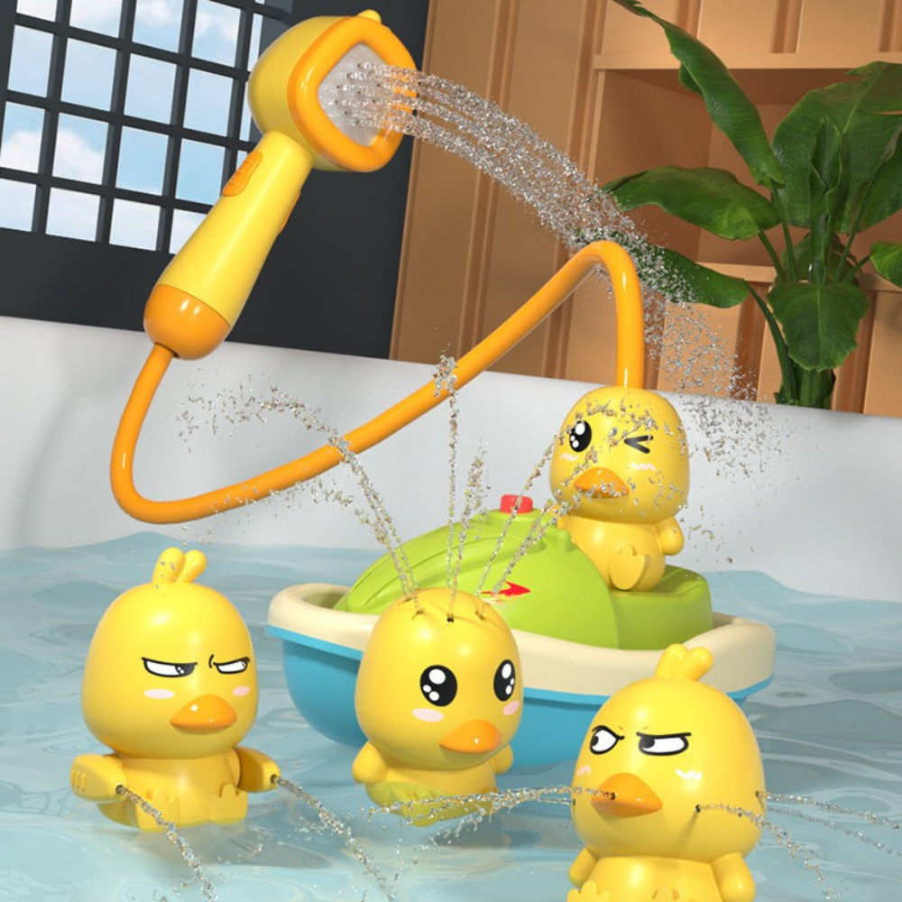 Fun Bath Toys with Rubber Ducks and Soft Sprayer