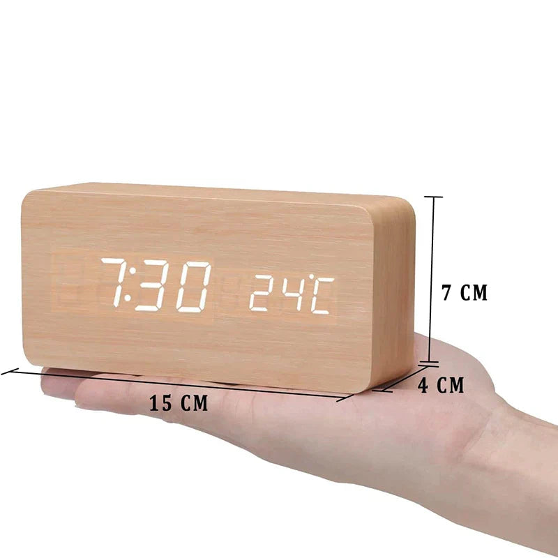 Eco Friendly LED Wood Alarm Clock