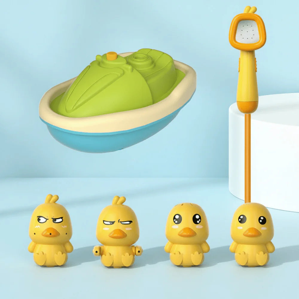 Fun Bath Toys with Rubber Ducks and Soft Sprayer