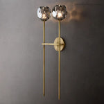 Crystal Globe Double Sconce Wall Light in Brass or Nickel – Two-Bulb Fixture for Living Room & Hallway