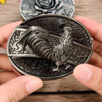 Oval Bull Skull Belt Buckle with Hidden Knife