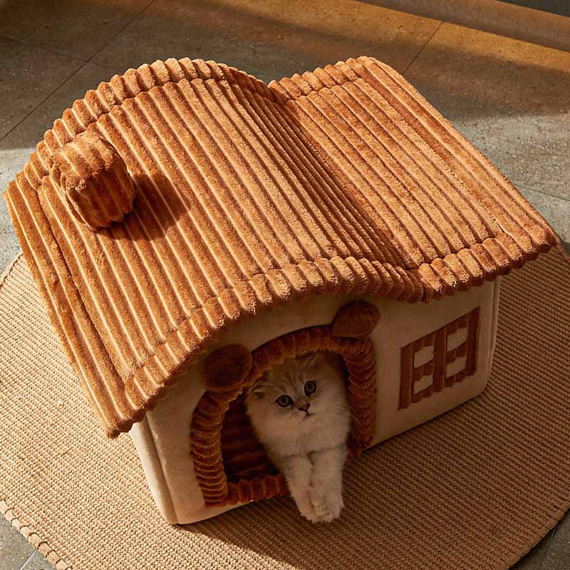 Plush Hideaway Cat Bed for Warm Comfortable Sleep