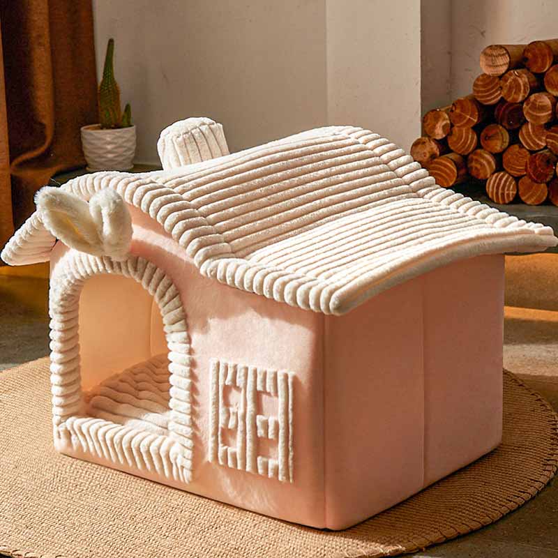 Plush Hideaway Cat Bed for Warm Comfortable Sleep