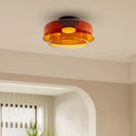 Layered Glass Ceiling Light Modern Multi-Tier Flush Mount Fixture with LED Hardwired for Kitchen Dining Room Bedroom Living Room