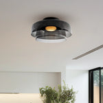 Layered Glass Ceiling Light Modern Multi-Tier Flush Mount Fixture with LED Hardwired for Kitchen Dining Room Bedroom Living Room