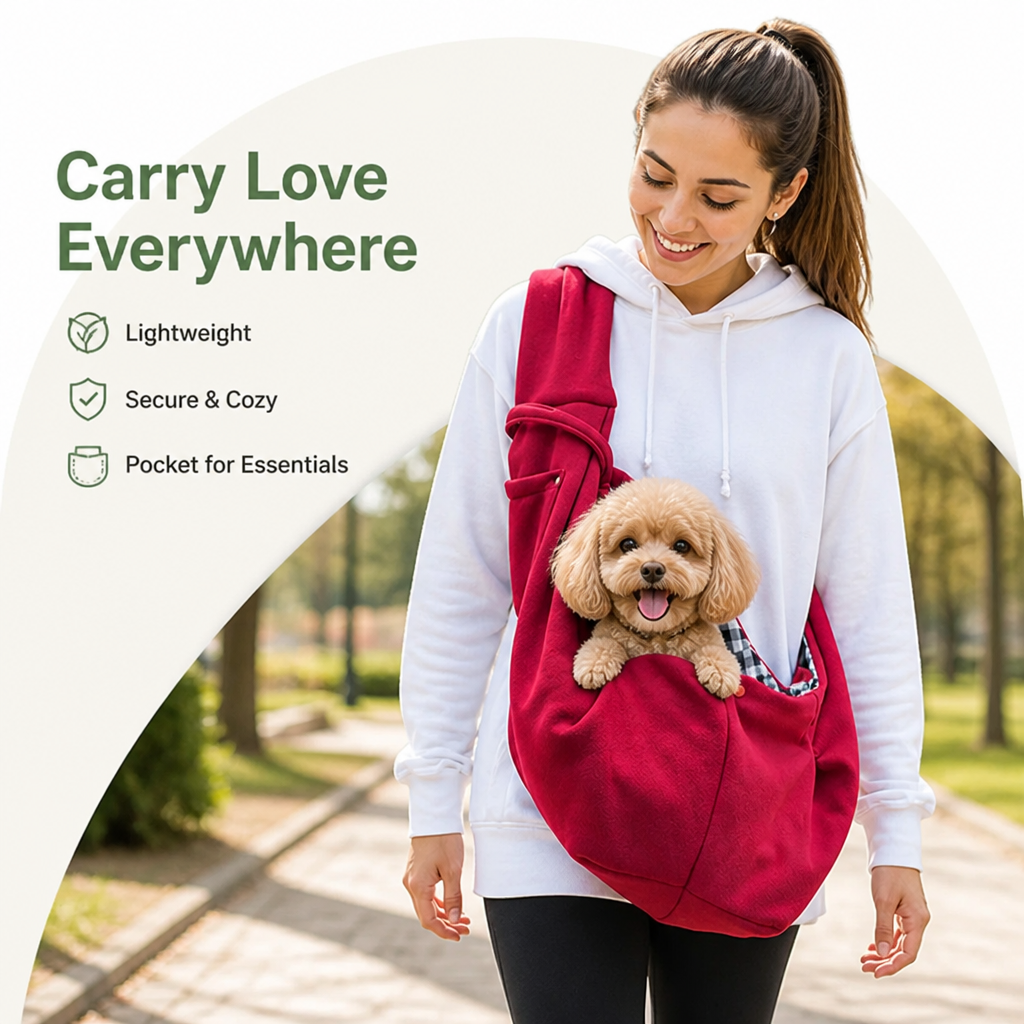 Dotisk Adjustable Hands-Free Pet Sling Carrier (Storage Pocket)