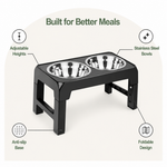 Dotisk Adjustable Height Stainless Steel Elevated Dog Feeder (Foldable)