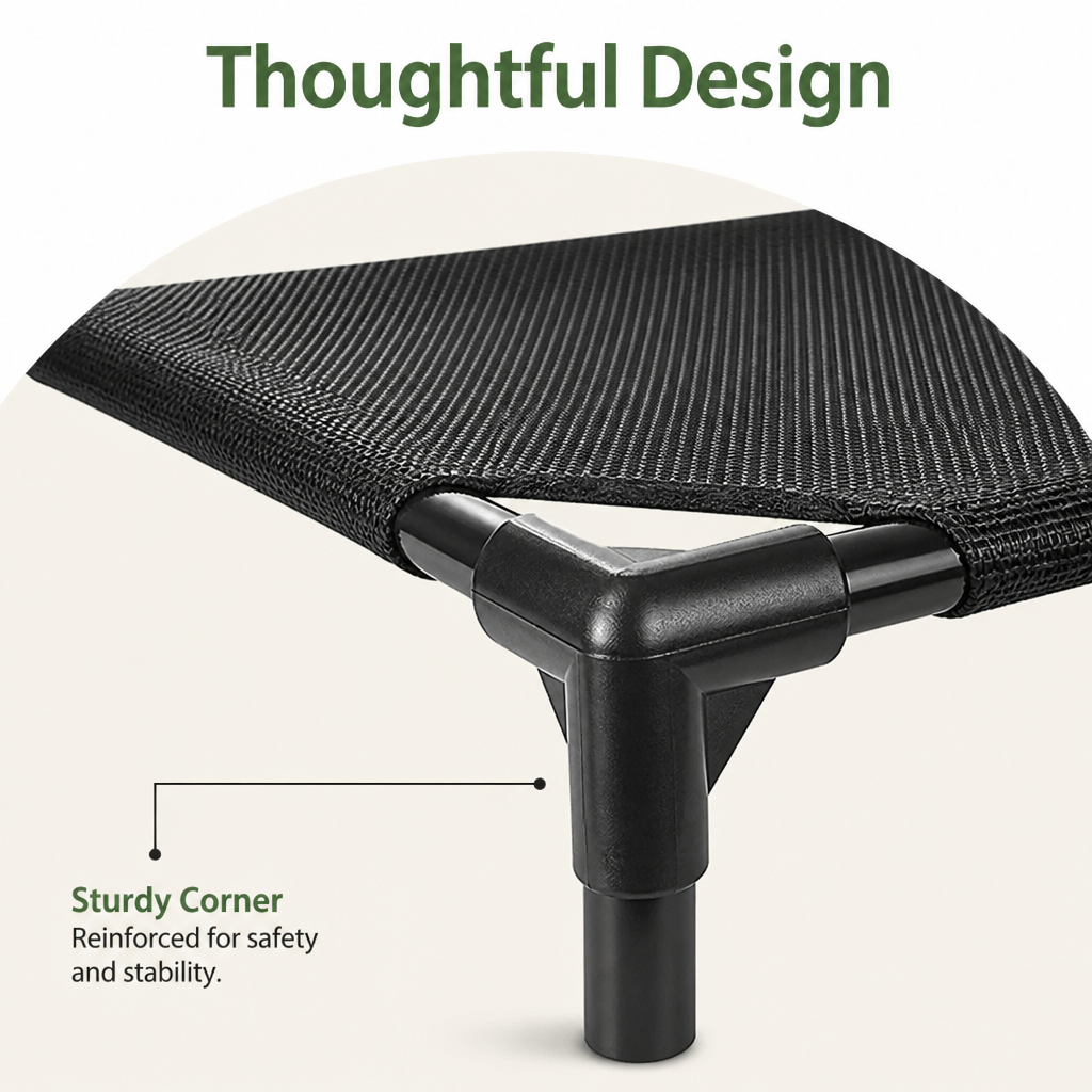 Dotisk Elevated Breathable Mesh Dog Bed (Guardrail)