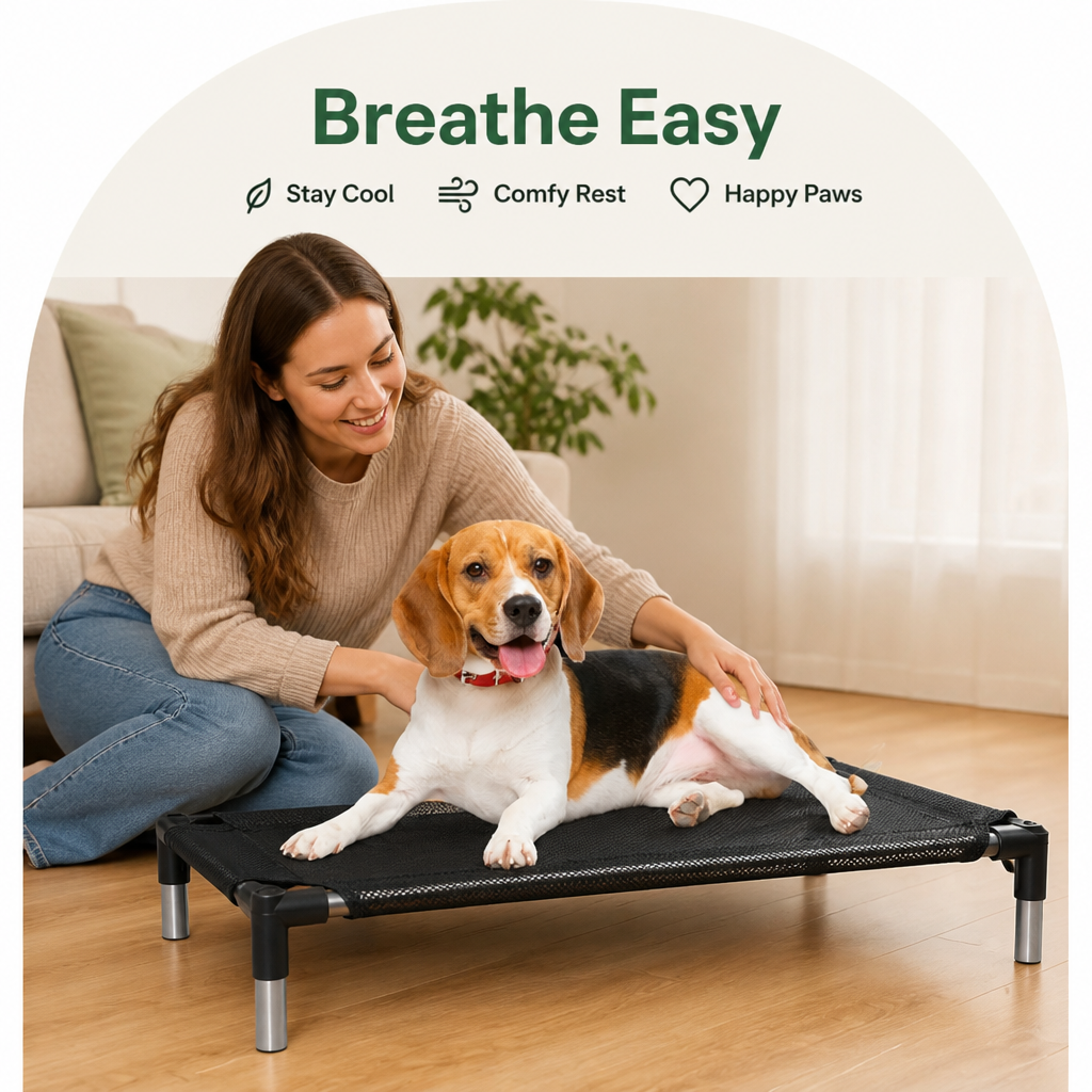 Dotisk Elevated Breathable Mesh Dog Bed (Guardrail)