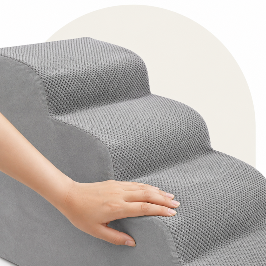 Dotisk Extra-Wide High-Density Foam & Non-Slip Corduroy Pet Stairs