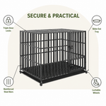 Dotisk Heavy-Duty Metal 3-Door Dog Crate (Lockable Wheels)