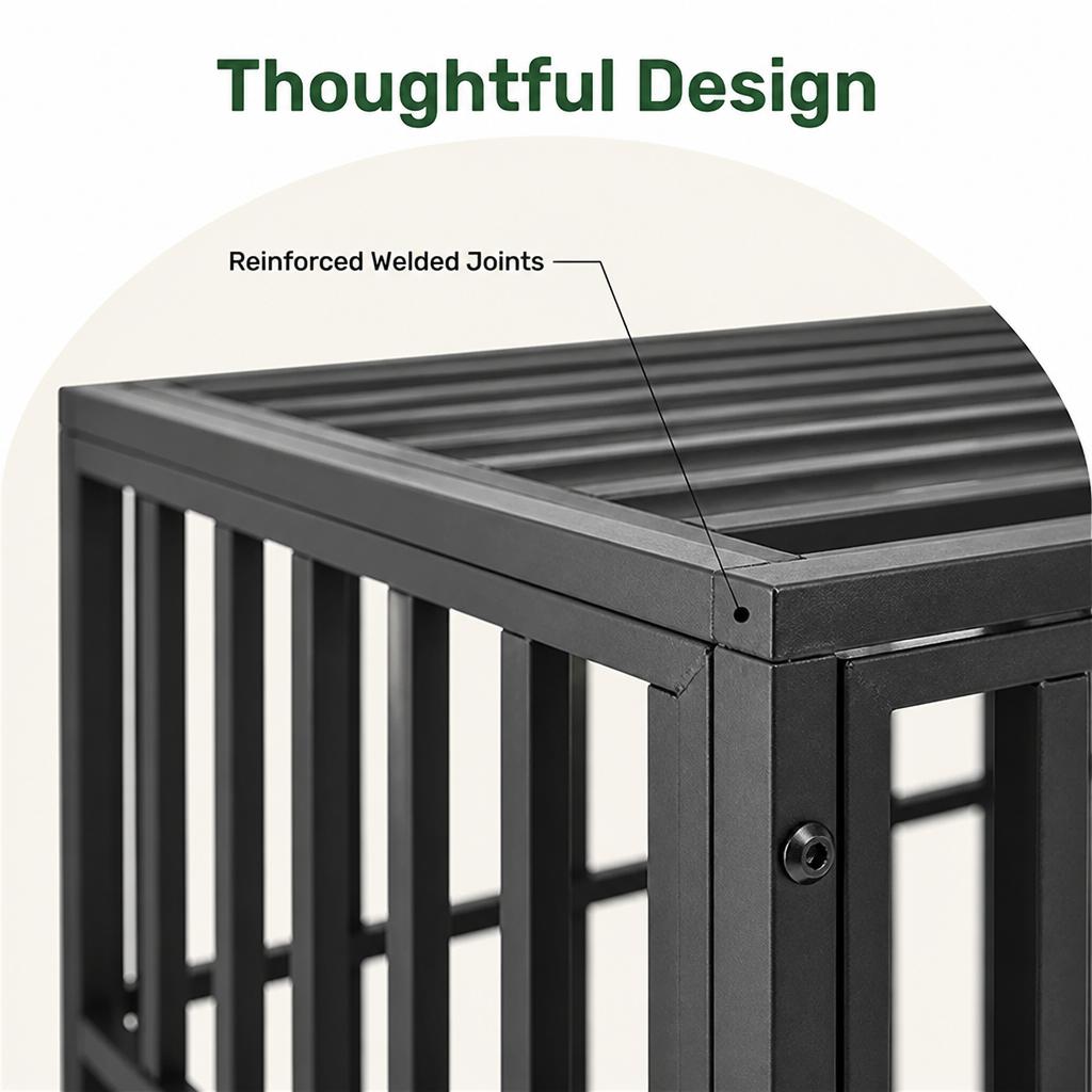Dotisk Heavy-Duty Metal 3-Door Dog Crate (Lockable Wheels)