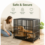 Dotisk Heavy-Duty Metal 3-Door Dog Crate (Lockable Wheels)