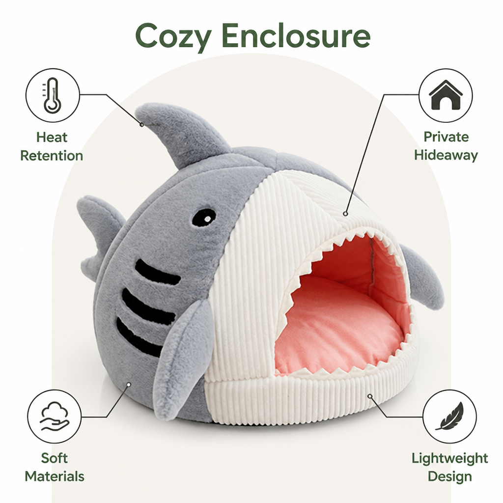 Dotisk Insulated Enclosed Plush Cat Bed