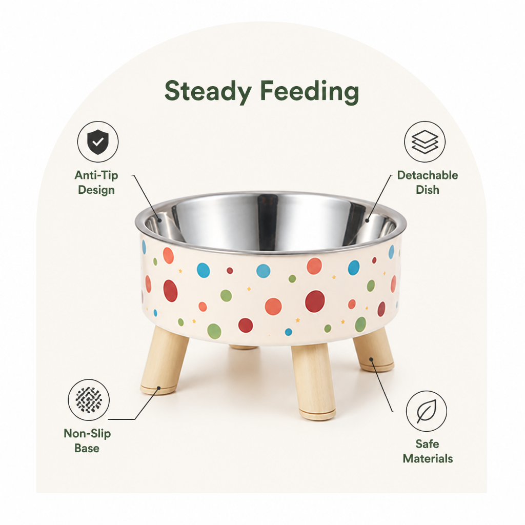Dotisk Non-Slip & Anti-Tip Pet Bowl (Detachable Dish)