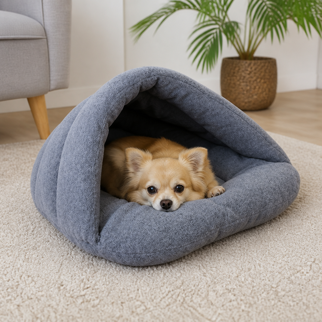 Dotisk Thick Fleece & Calming Cave Bed