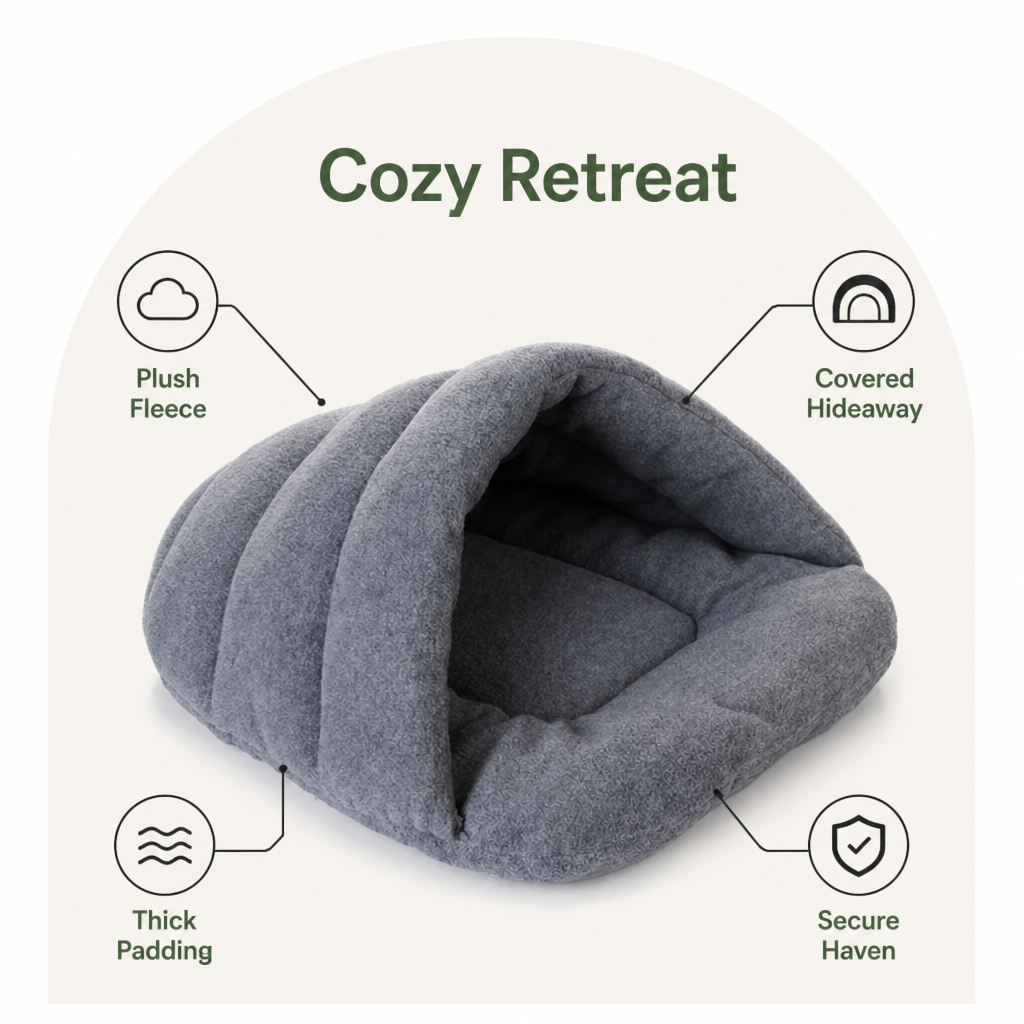 Dotisk Thick Fleece & Calming Cave Bed