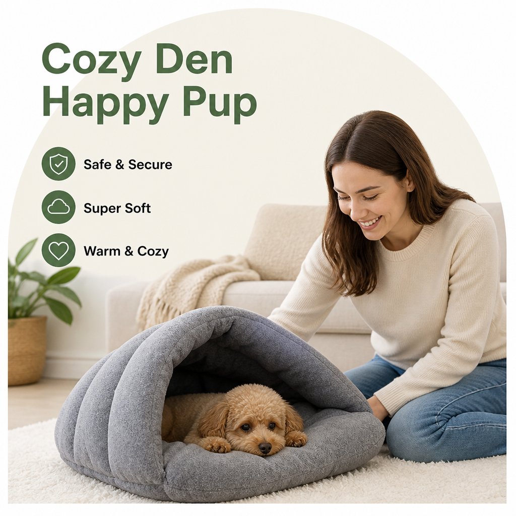 Dotisk Thick Fleece & Calming Cave Bed