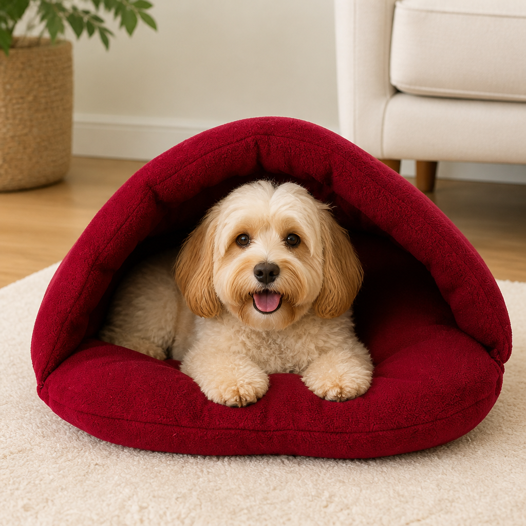 Dotisk Thick Fleece & Calming Cave Bed