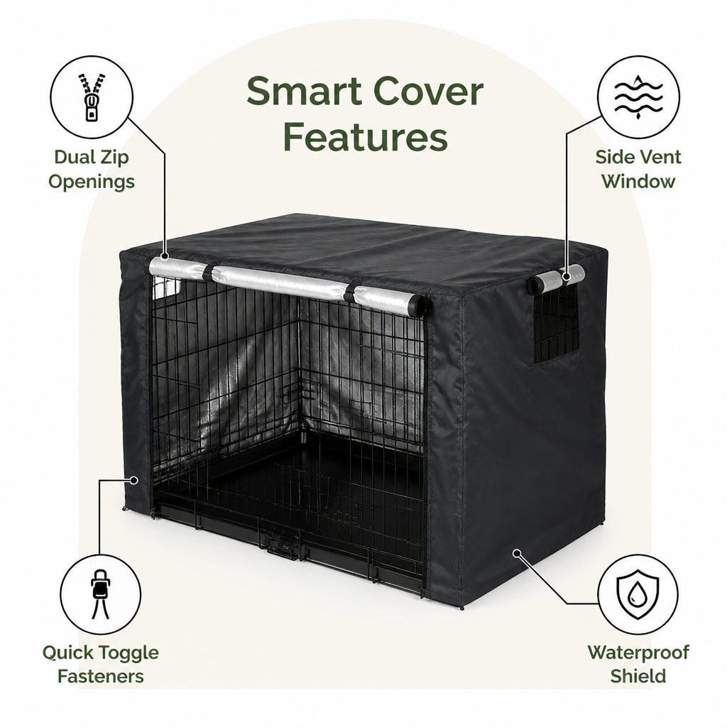 Dotisk Waterproof Silver-Coated Crate Cover (Double-Door Ventilation)
