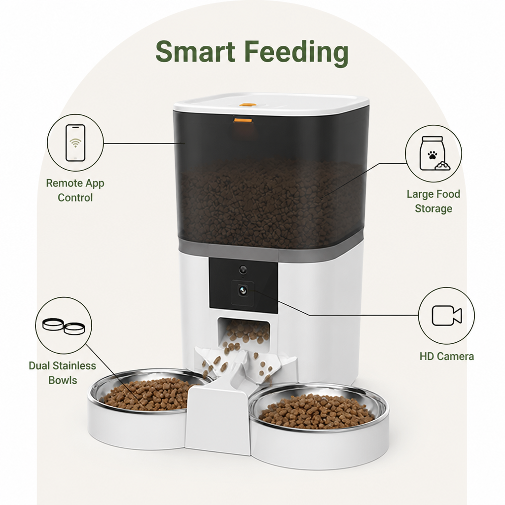 Dotisk WiFi App Control & Stainless Steel Bowl Pet Feeder