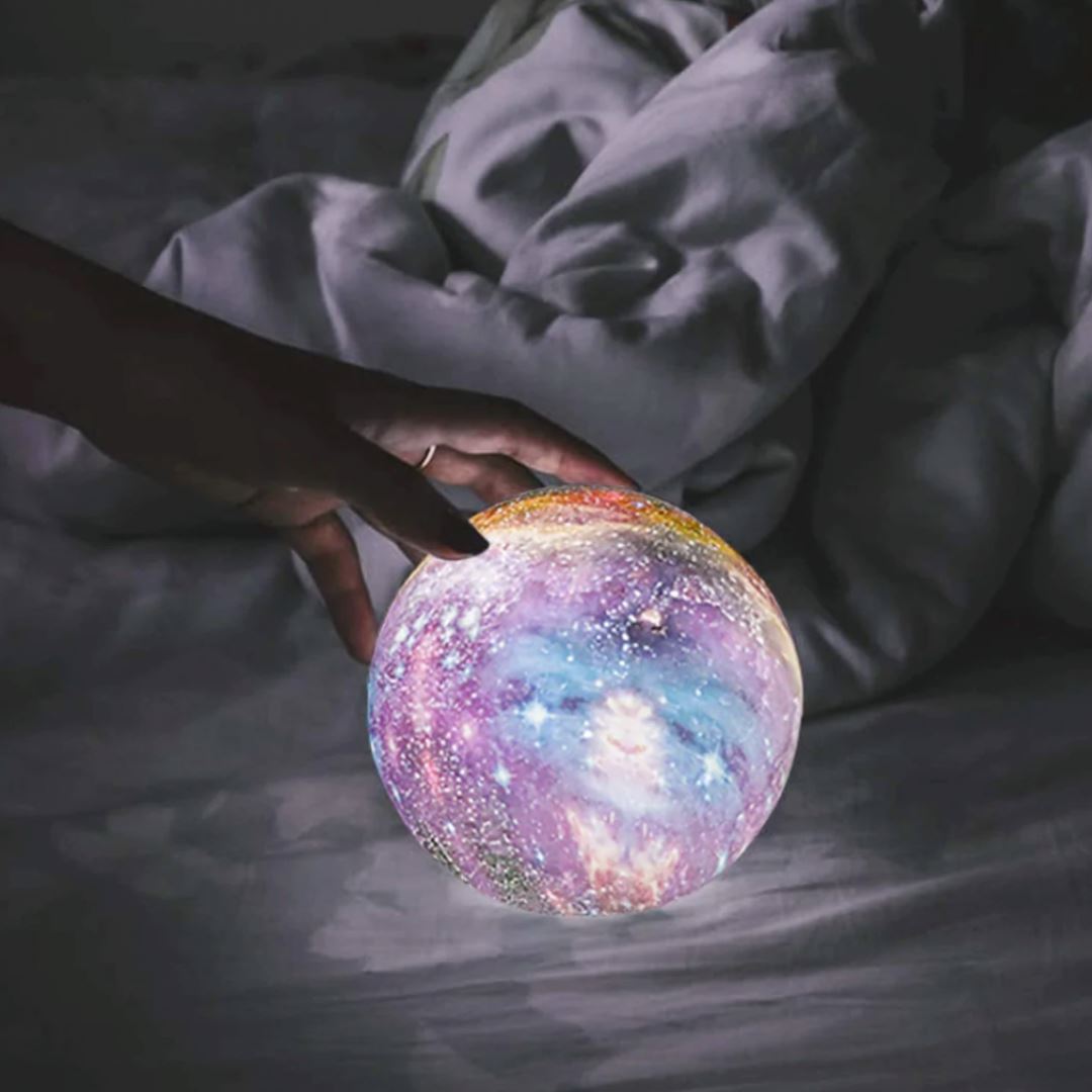 Rechargeable LED Lunar Sphere Accent Light with 16-Color Remote Control for Bedroom & Nursery | USB-Powered Nightstand Illumination