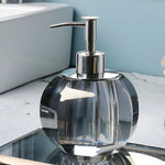 Crystal Glass Bathroom Accessories Set, Glass Soap Dispenser with Toothbrush Holder, Vanity Tray for Bathroom Countertop