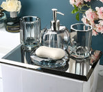 Crystal Glass Bathroom Accessories Set, Glass Soap Dispenser with Toothbrush Holder, Vanity Tray for Bathroom Countertop
