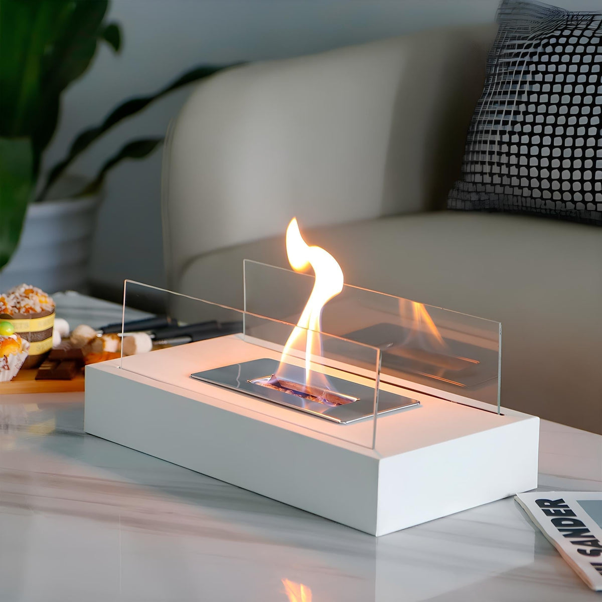 Compact Outdoor Tabletop Fire Pit with Real Flame Effect