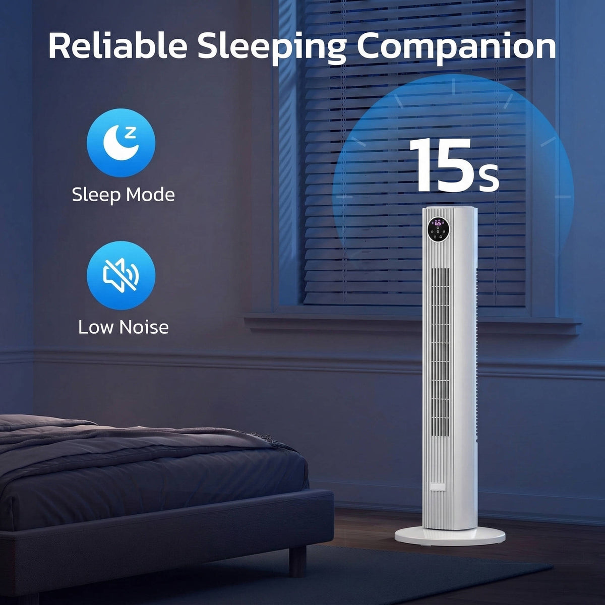 Tower Fan with Remote Control 4-Speed Oscillating Bladeless Air Circulator Quiet Sleep Mode 12-Hour Timer for Bedroom Living Room