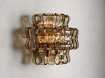 Textured Glass Wall Sconce Light Fixture with Curved Shade for Living Room Bedroom Dining Room | Hardwired 2-Bulb Accent Lighting